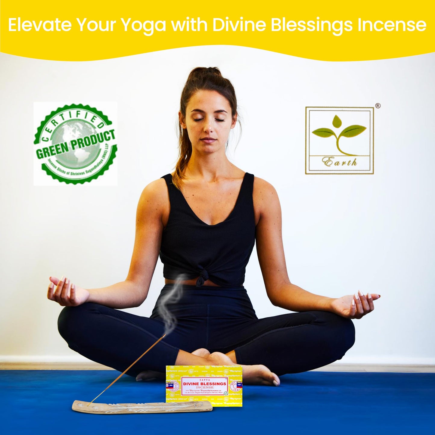Satya Divine Blessings Incense Sticks, Satya Bng (Bangalore) Insenses 15gmx12 Pack with Raajsee Incense Holder Bundle, Satya Nagchampa Natural Incense