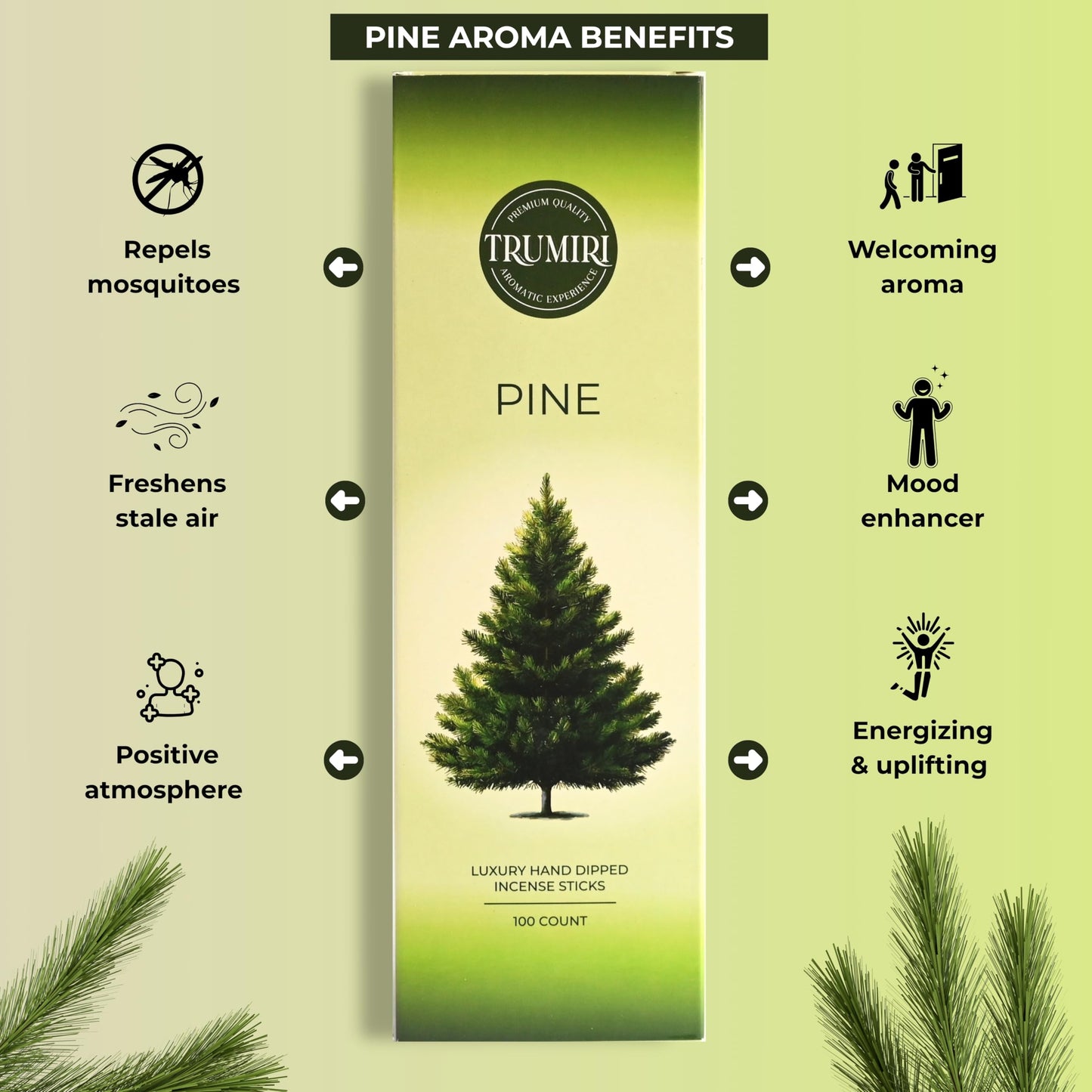 Pine Incense Sticks - Bulk Pack of 100 Insence-Sticks - Made with Natural Pino Oil - Scented Incienso Aromaticos Non Toxic Inscent Insense