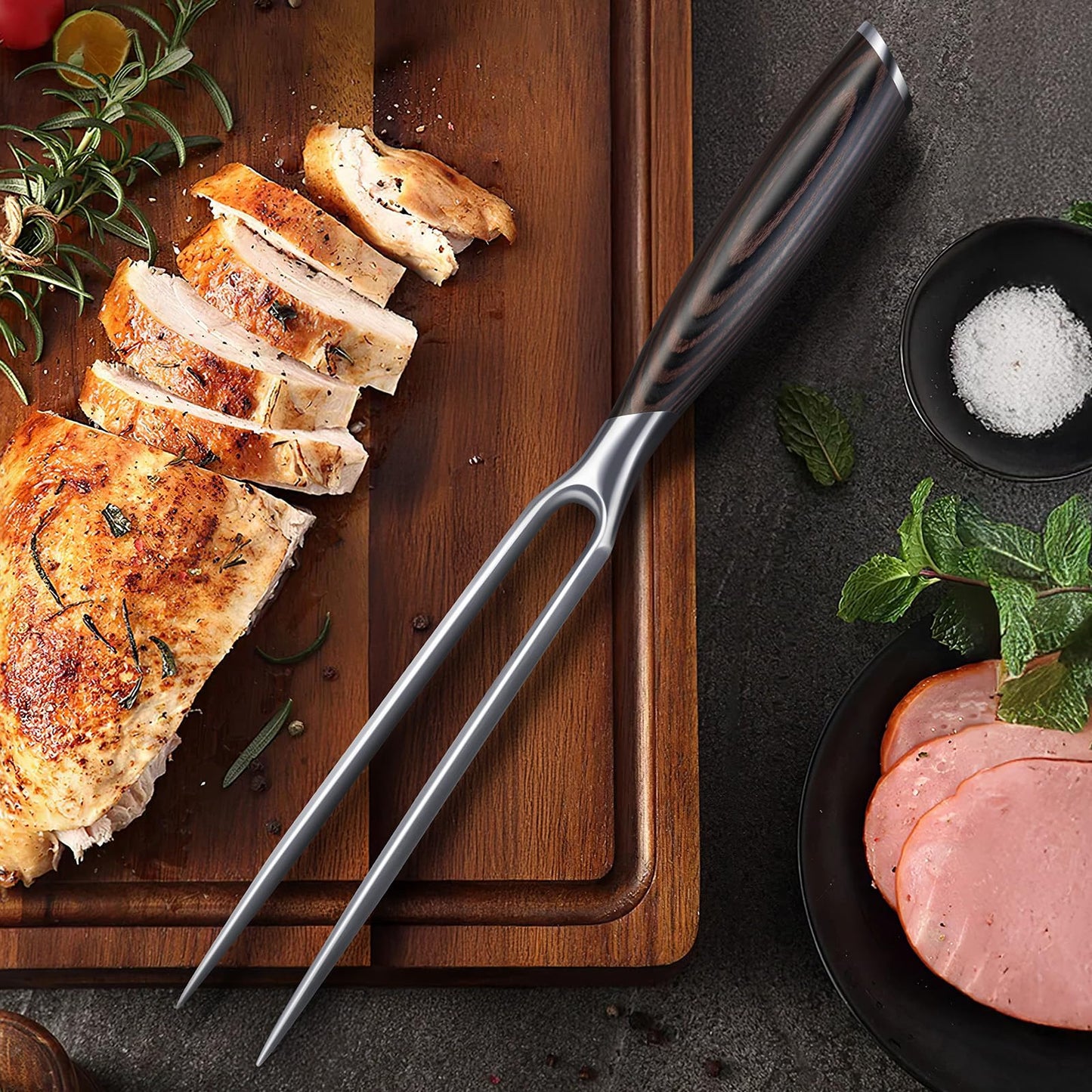 HOSHANHO Carving Slicing Knife, 12 Inch Japanese High Carbon Steel Brisket Knife with Ergonomic Pakkawood Handle, Razor Sharp Curved Butcher Breaking Knives for Meat Cutting