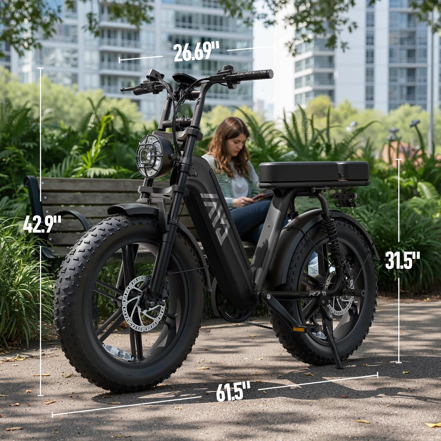 TST Electric Bike for Adults, 1500W Peak Motor Ebike with 48V 15Ah Built-in Battery, 60 Miles Range 28 MPH Electric Bike, 20" Fat Tire E Bike with Rear Seat, Footrest
