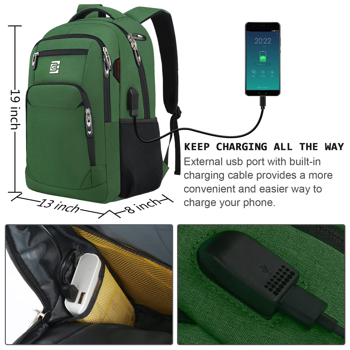 Laptop Backpack,Business Travel Anti Theft Slim Durable Laptops Backpack with USB Charging Port,Water Resistant College Computer Bag for Women & Men Fits 15.6 Inch Laptop and Notebook - Black