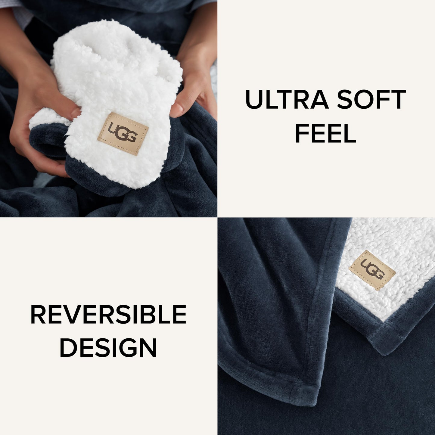 UGG Nita King/California King Blanket Fleece Fluffy Reversible Soft Fuzzy Bedding Cozy Plush Warm Oversized Blanket Machine Washable Bedroom Decor for Big Couch Bed, 110-inch x 90-inch, White Snow
