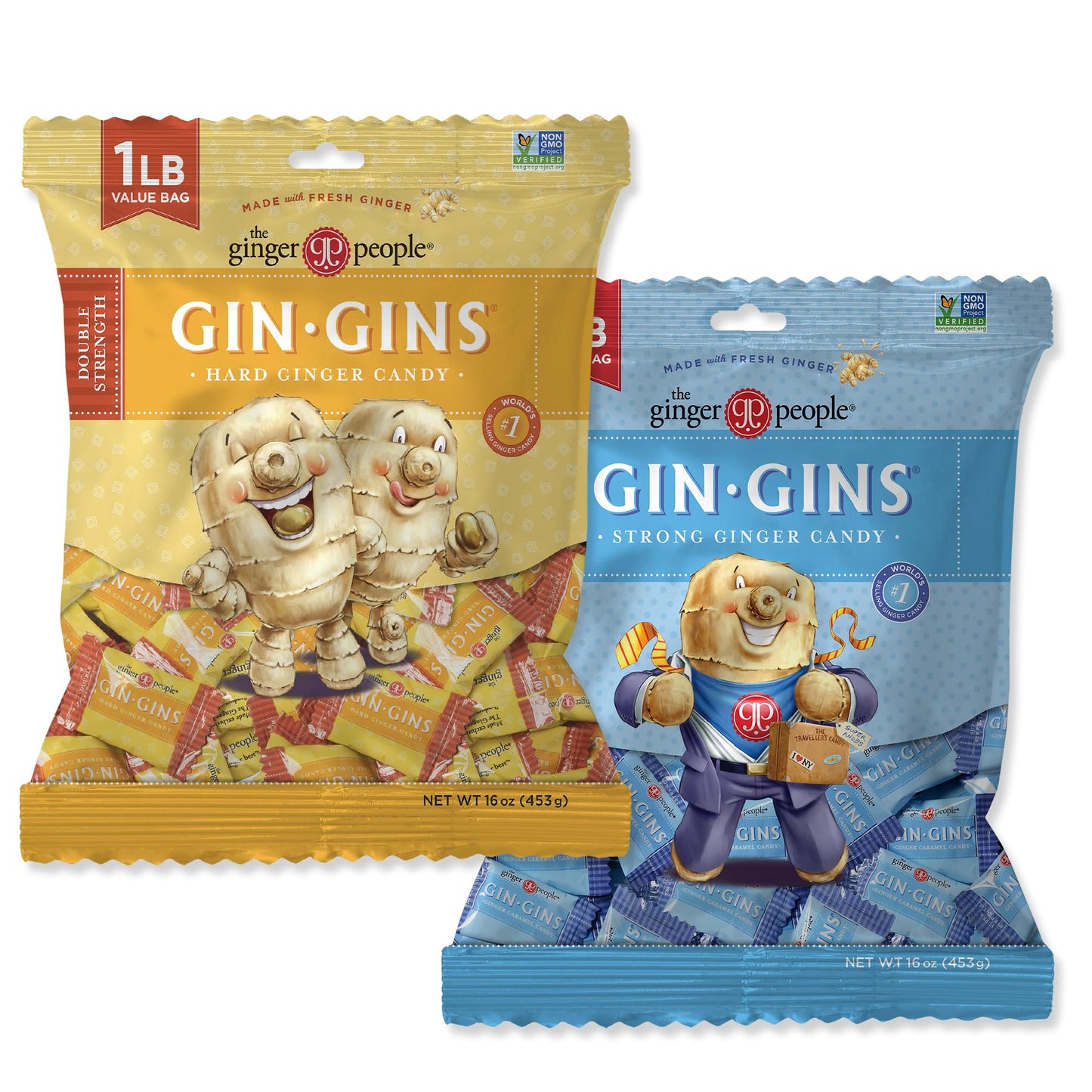 GIN GINS Spicy Apple Ginger Chews – Natural Fresh Ginger Candy by The Ginger People – Individually Wrapped Healthy Candy – Spicy Apple Ginger Flavor – Large 1 lb Bag (16oz) – Pack of 1