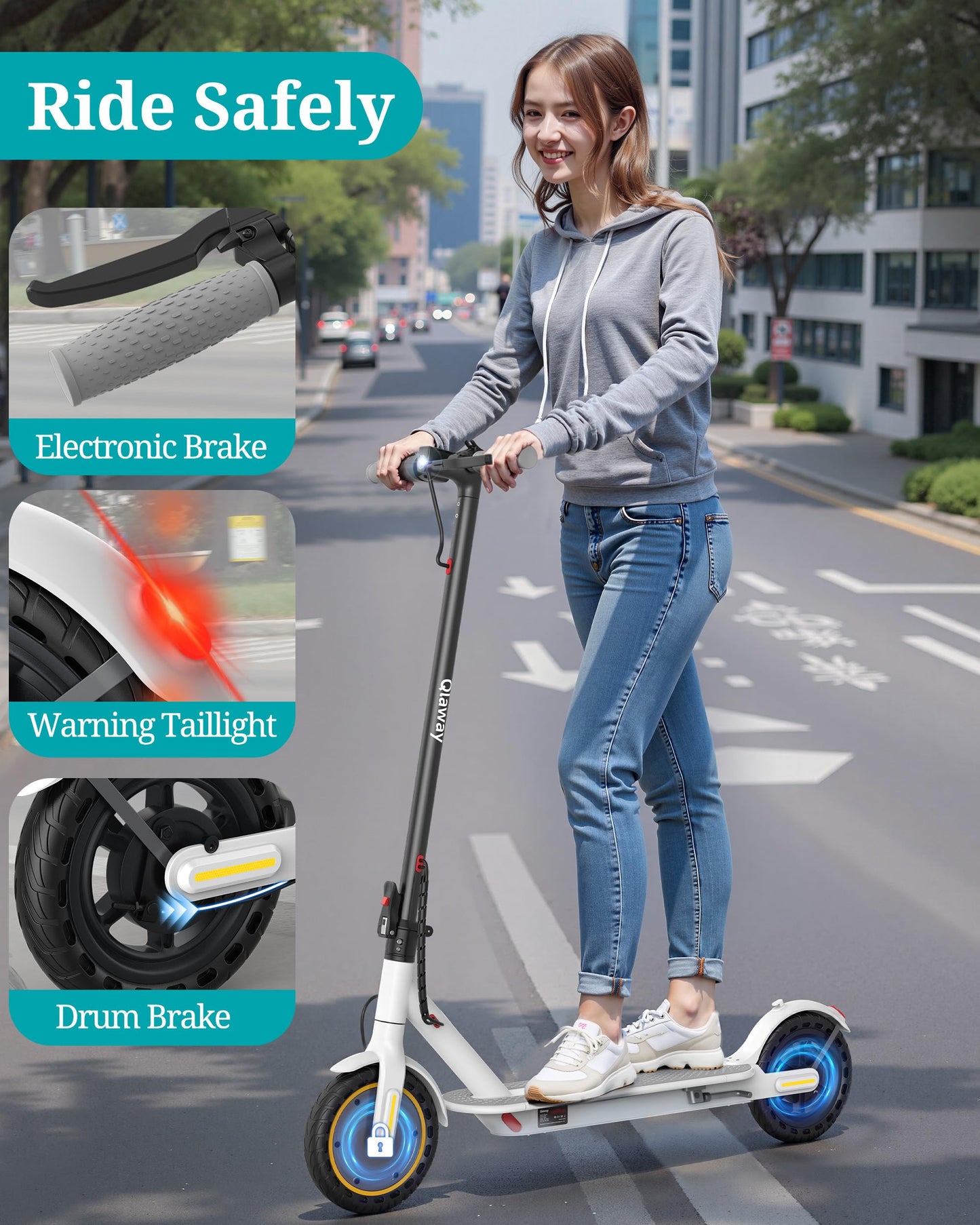 Electric Scooter for Adults, 350W/500W Motor, 16-22 Miles Range, 8.5"/10" Solid Tires, Dual Braking & Suspension, Folding Portable Commuting E-Scooter with App