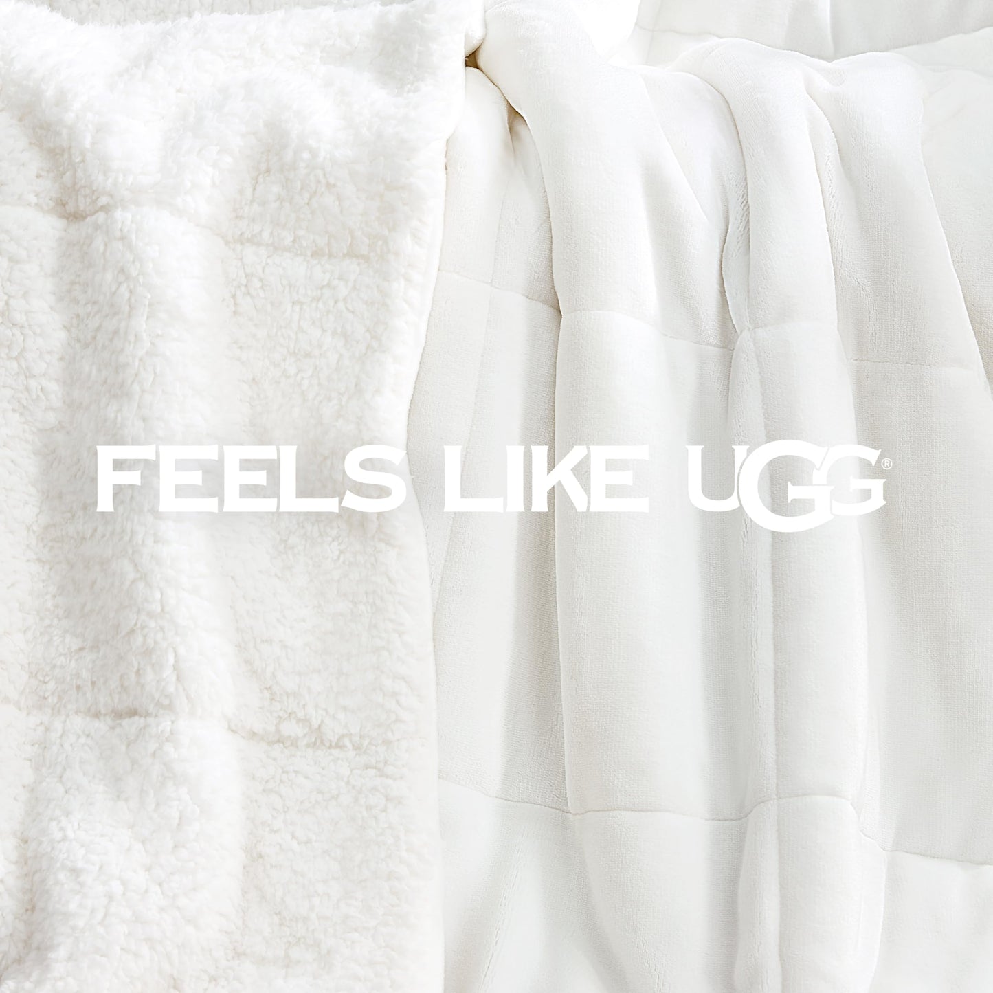 UGG Nita King/California King Blanket Fleece Fluffy Reversible Soft Fuzzy Bedding Cozy Plush Warm Oversized Blanket Machine Washable Bedroom Decor for Big Couch Bed, 110-inch x 90-inch, White Snow