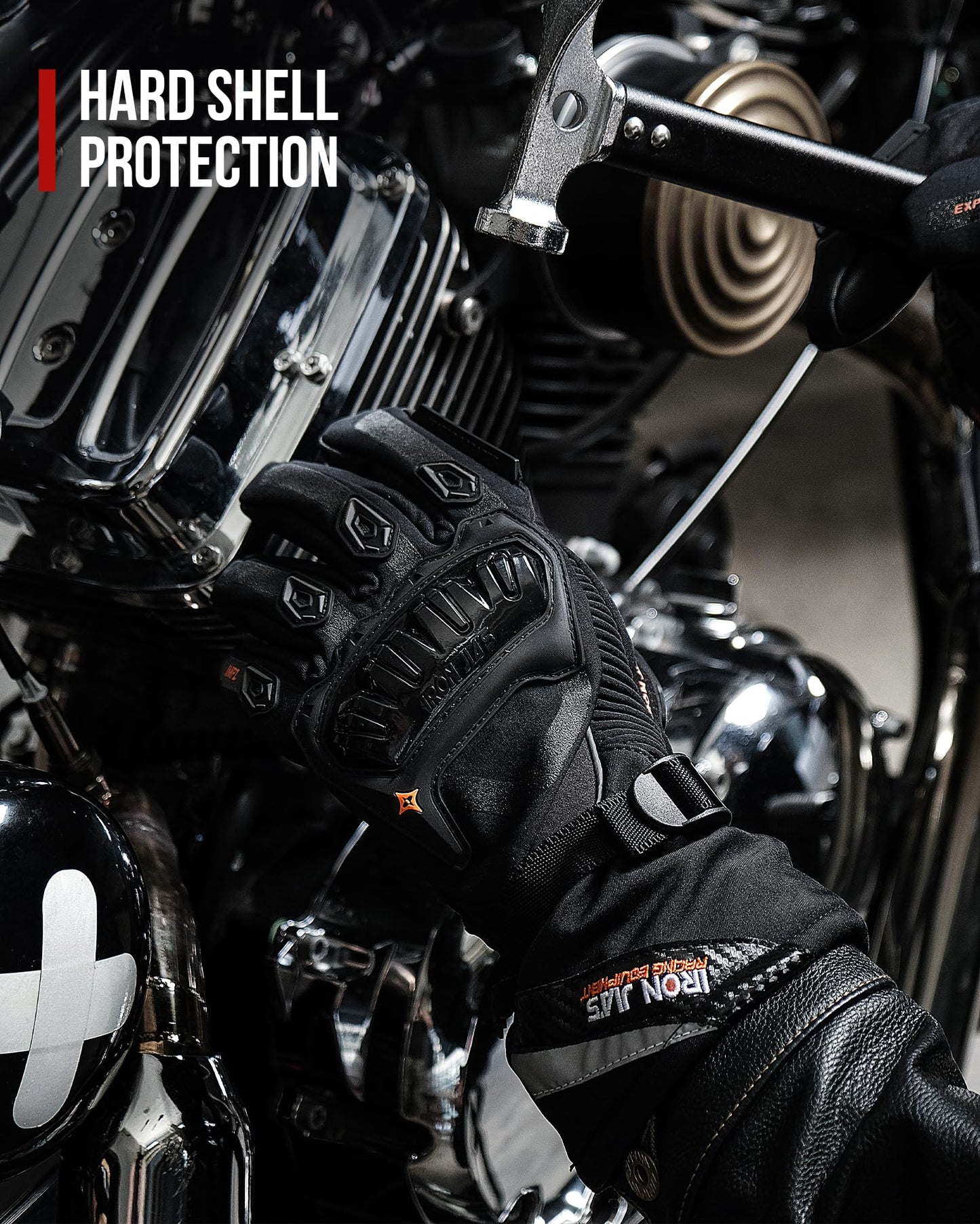 IRON JIA'S Motorcycle Gloves Winter Cold Weather Warm Touchscreen Waterproof Windproof Protective Gear (Black, L)