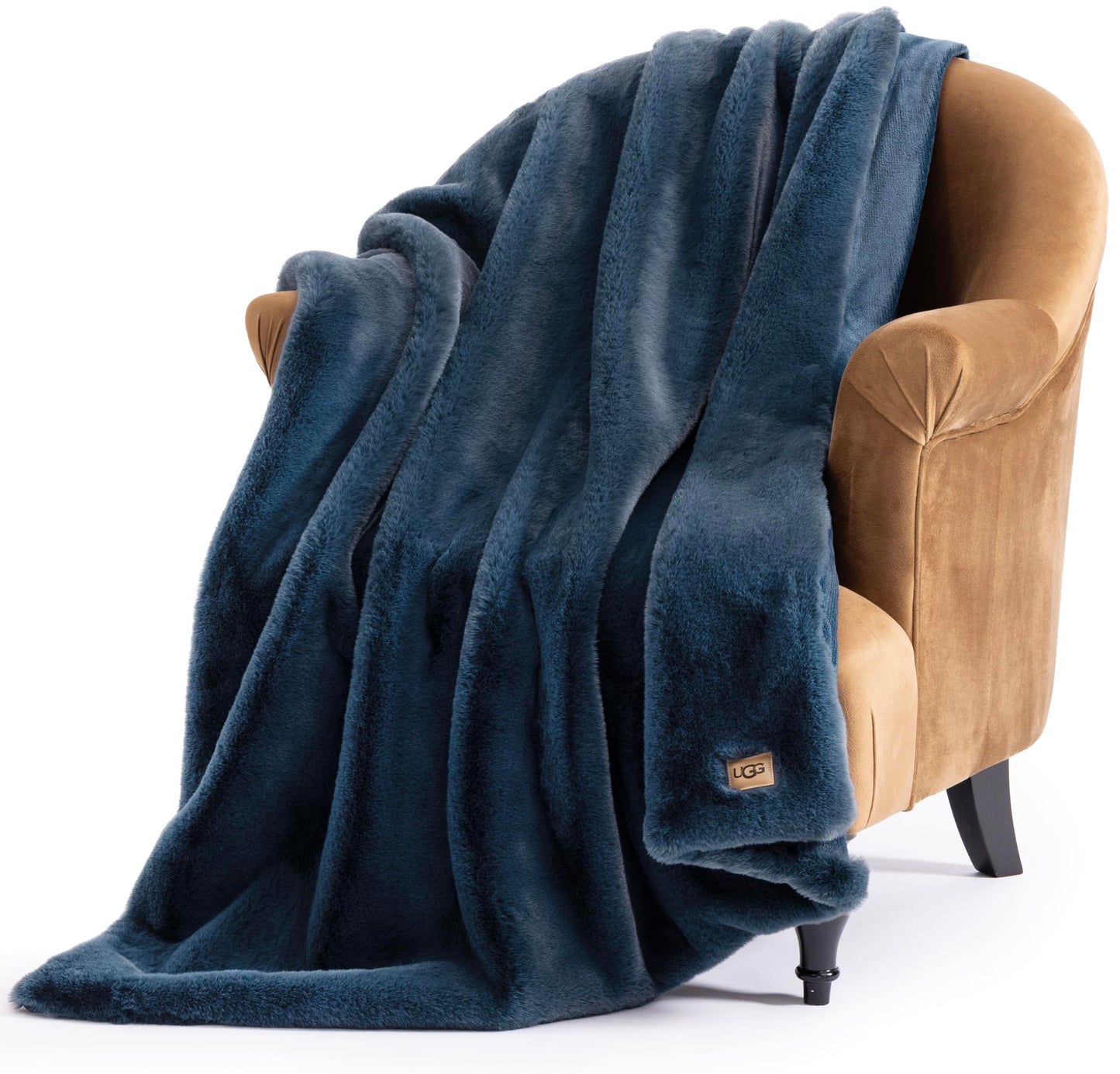 UGG Euphoria Plush Faux Fur Throw Blanket, Oversized Soft Throw for Bed or Couch, Luxury Bedroom Decor, Holiday Blankets, Machine Washable, 50-inch x 70-inch, Charcoal Grey