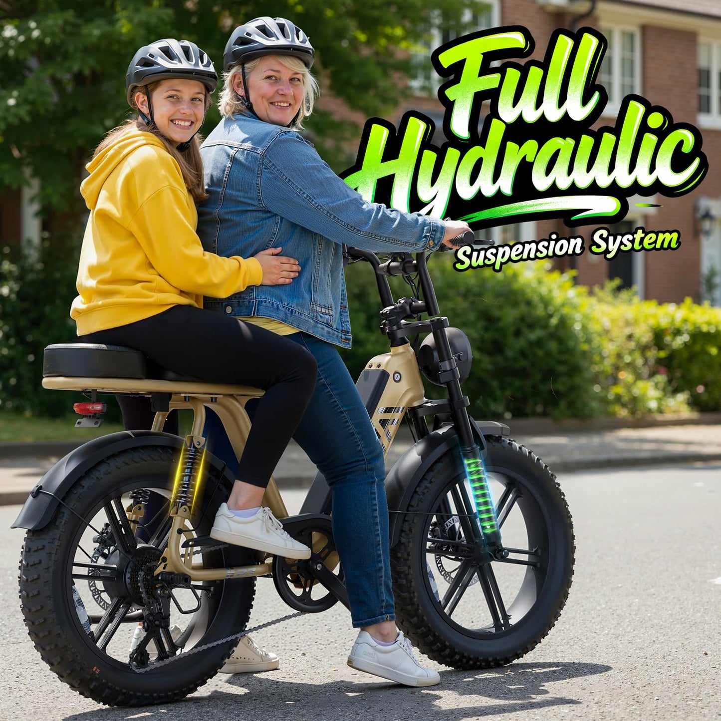 TST Electric Bike for Adults, 1500W Peak Motor Ebike with 48V 15Ah Built-in Battery, 60 Miles Range 28 MPH Electric Bike, 20" Fat Tire E Bike with Rear Seat, Footrest