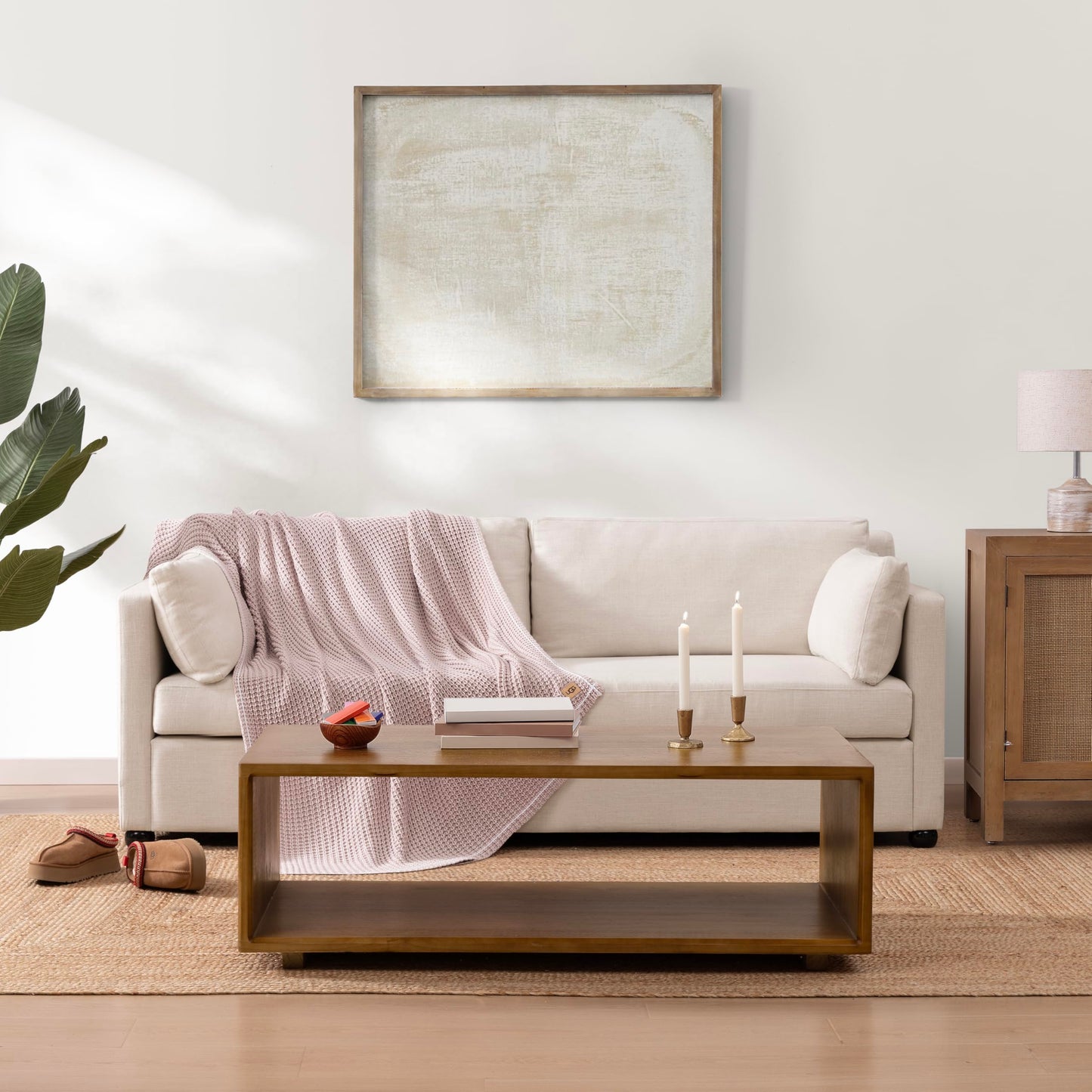 UGG Luna Knit Throw Blanket Soft Cotton Throw for Couch or Bed Cozy Soft Warm Waffle Giftable Lightweight Blanket for Living Room Bedroom, Machine Washable, 50-inch x 70-inch, Quartz Pink