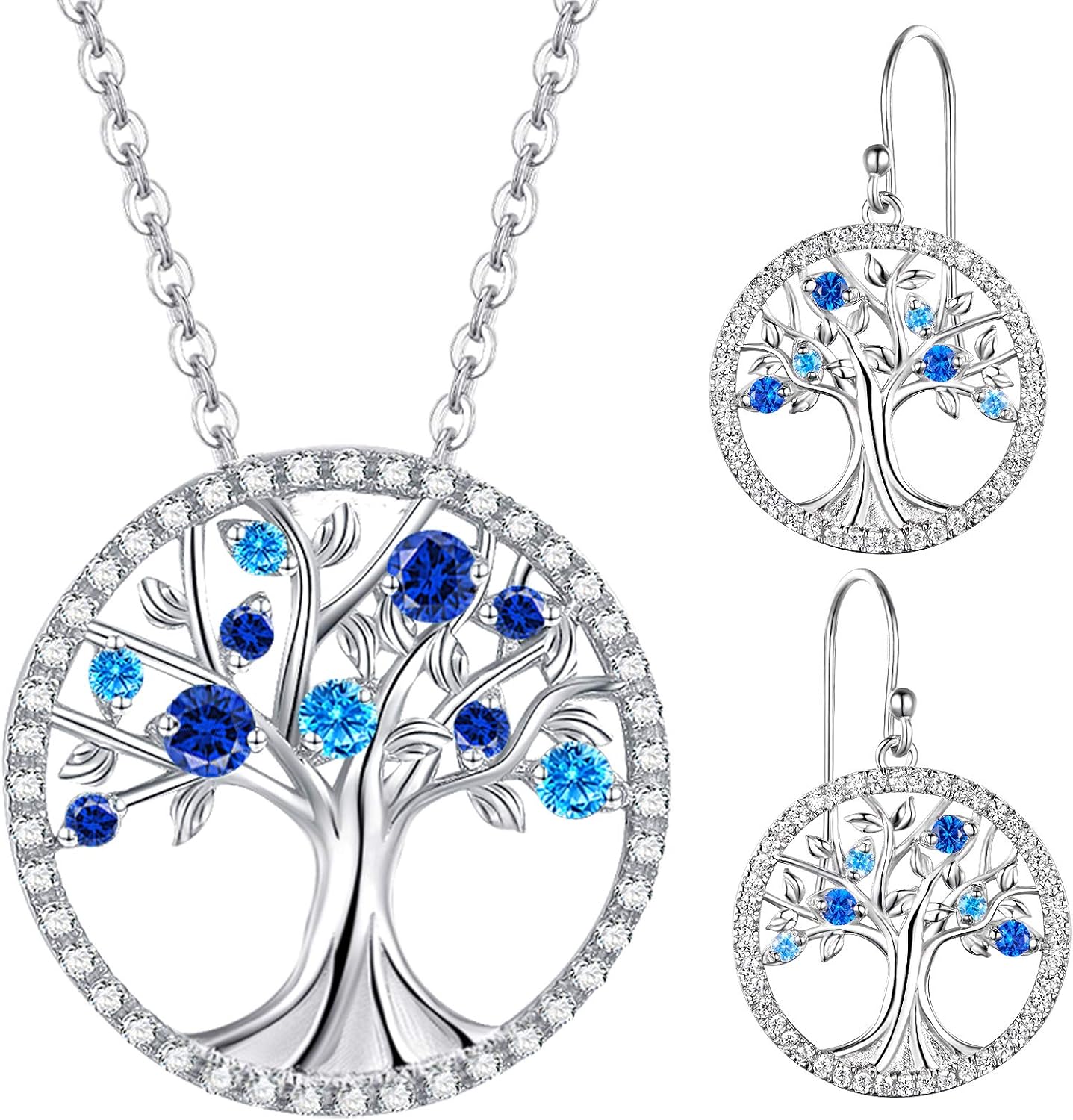 Tree of Life Necklace Birthday Gifts for Wife Mom January February Birthstones Necklace Garnet Amethyst and More Stones Jewelry 925 Sterling Silver