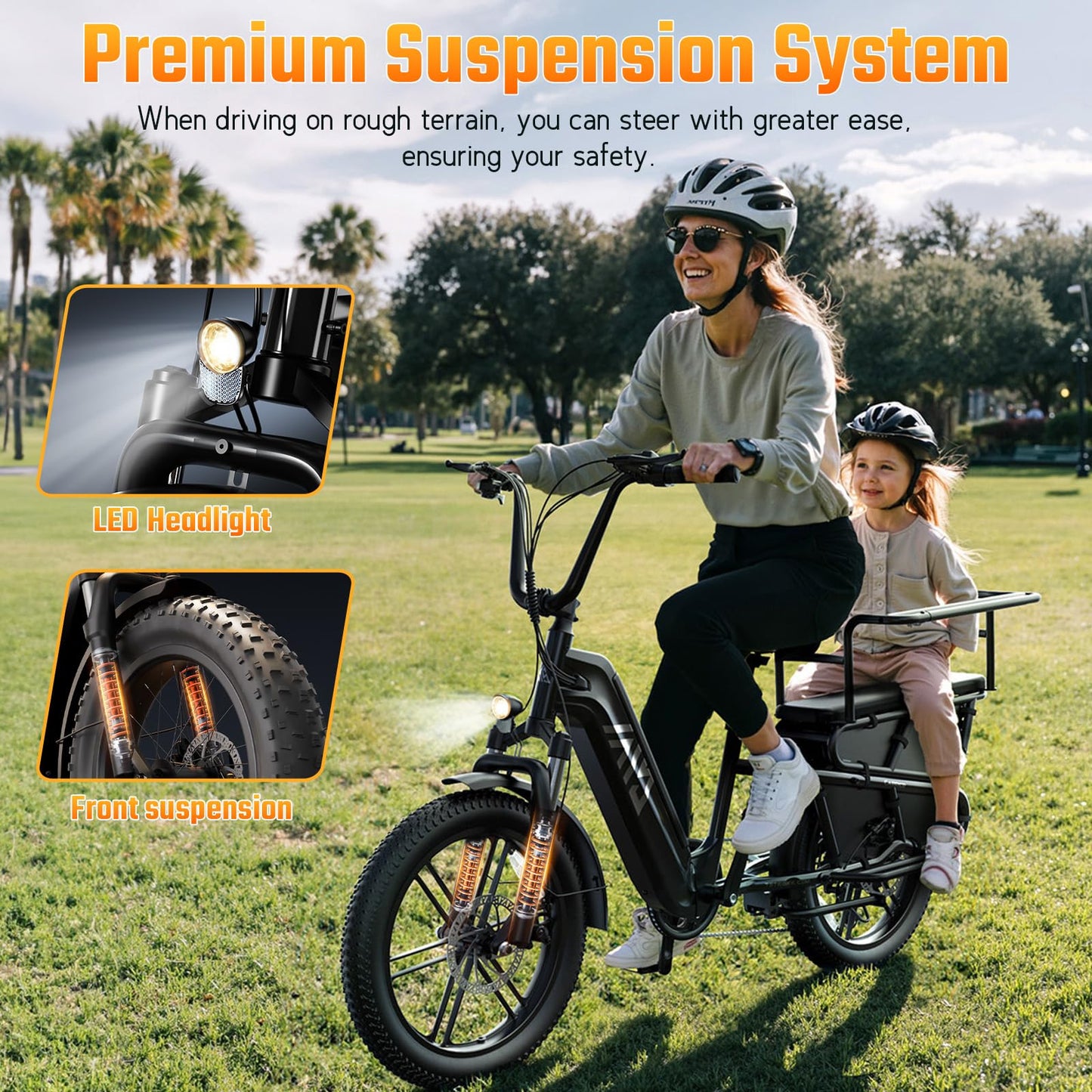 TST Electric Bike for Adults 1500W Peak Motor Cargo EBike 60 Miles 28MPH 20" Fat Tire Ebikes 48V 15Ah Removable Battery Electric Bicycle Rear Rack with Basket,UL 2849 Certification