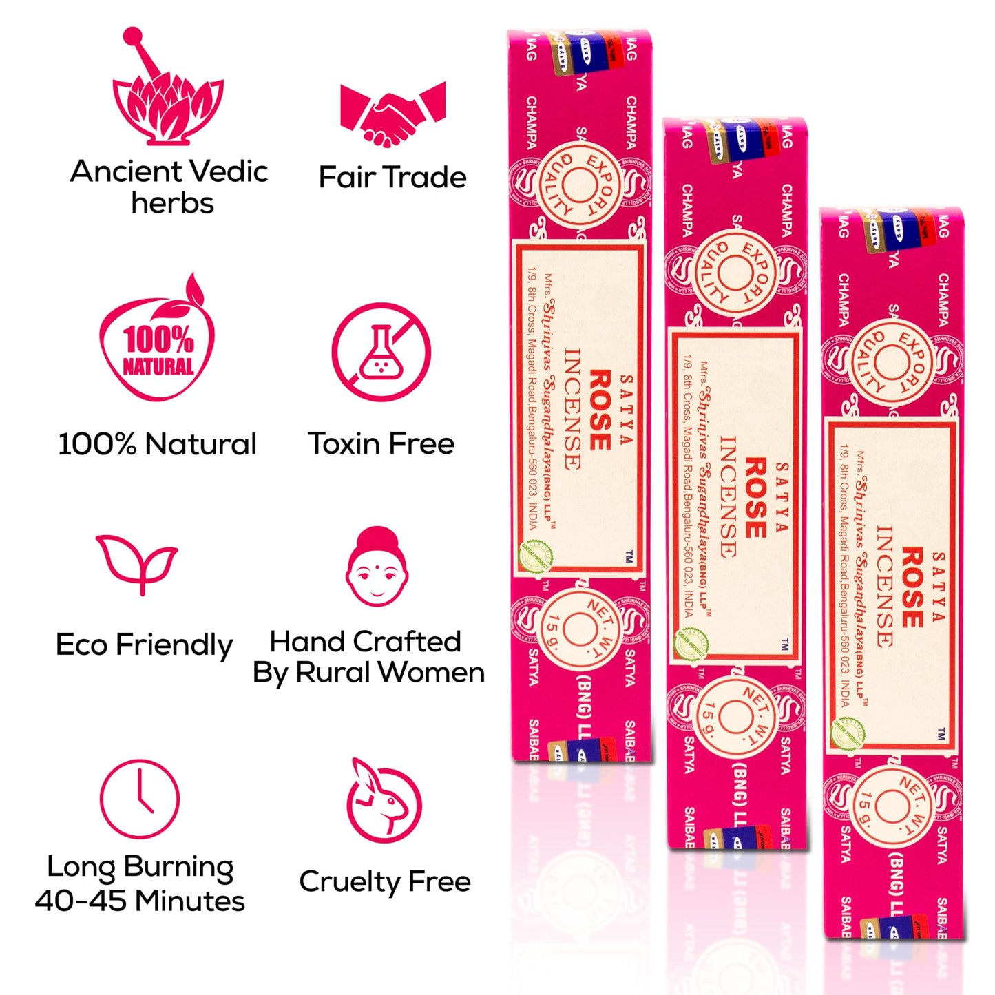 Satya Divine Blessings Incense Sticks, Satya Bng (Bangalore) Insenses 15gmx12 Pack with Raajsee Incense Holder Bundle, Satya Nagchampa Natural Incense