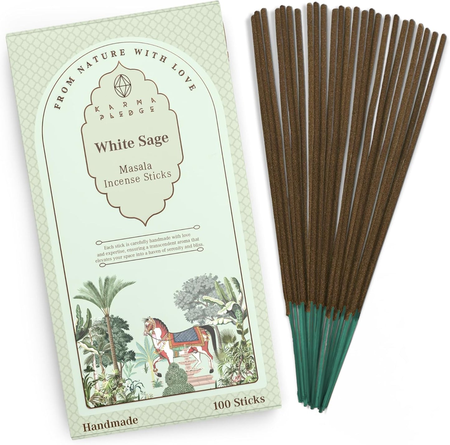 Incense Sticks, White Sage Incense, Made with Natural Ingredients, Hand Rolled Aromatic Masala, 40 Stick Pack, 45-60 Minute Burn Time, Best for Home Fragrance, Meditation, Yoga, Spiritual Healing
