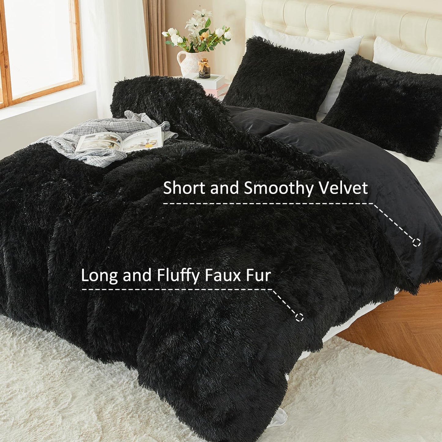 EMME Luxury Khaki Fuzzy Duvet Cover Set Twin Size Fluffy Comforter Cover Set 2 Pieces Shaggy and Plush Soft Bedding Duvet Covers (Tie Dye Khaki, Twin)
