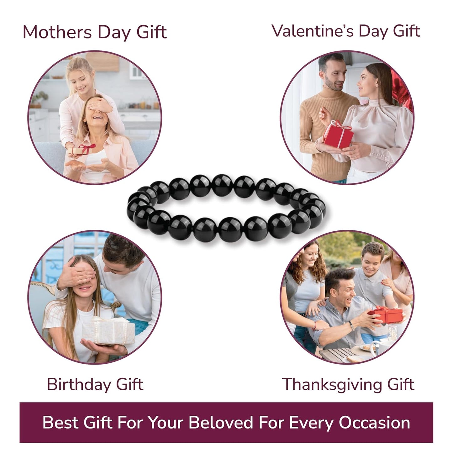 Crystal Vibe Handmade Natural Amethyst Bracelet for Women - Stretchable 8mm Bead Bracelet - Adjustable size Crystal Bracelet for Women