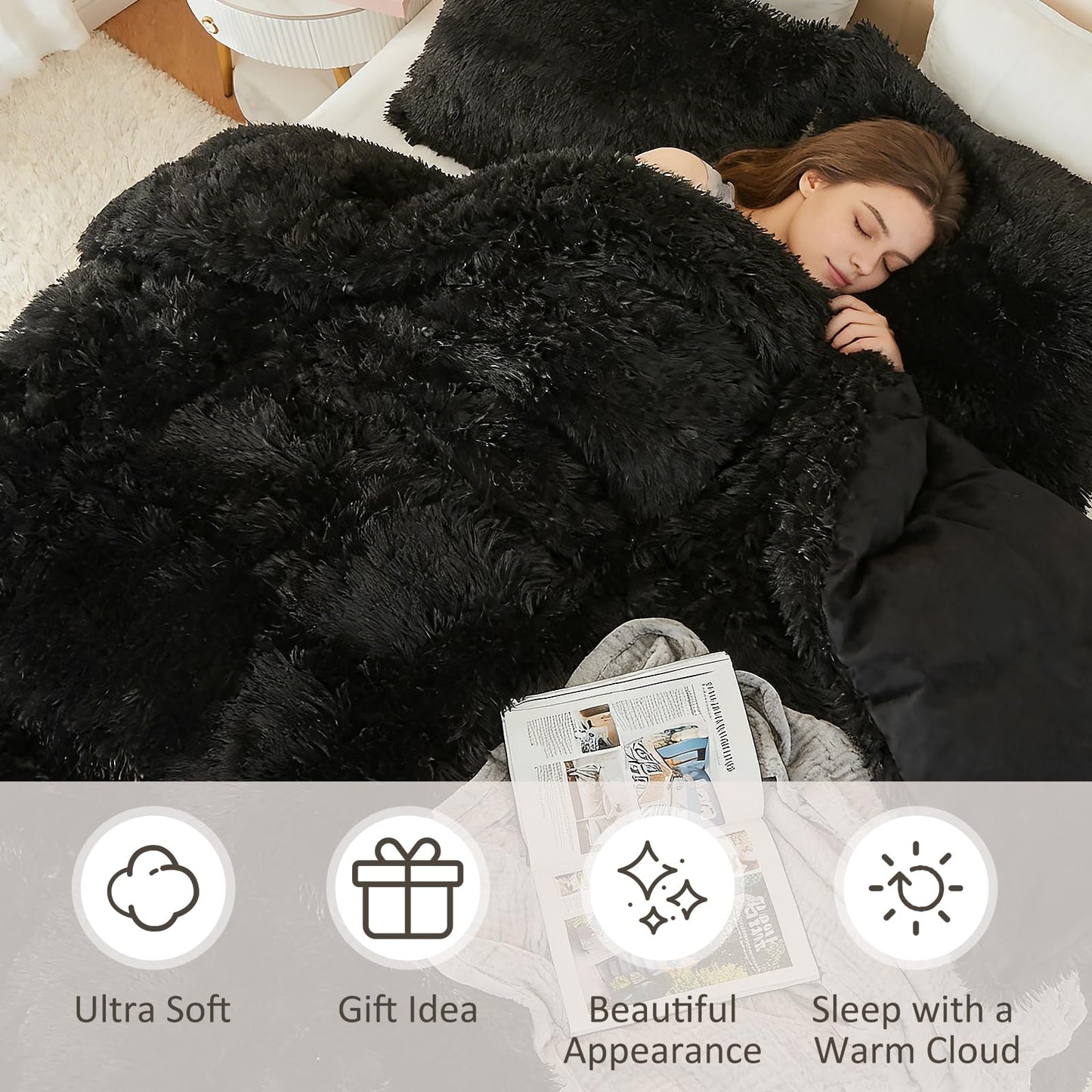 EMME Luxury Khaki Fuzzy Duvet Cover Set Twin Size Fluffy Comforter Cover Set 2 Pieces Shaggy and Plush Soft Bedding Duvet Covers (Tie Dye Khaki, Twin)