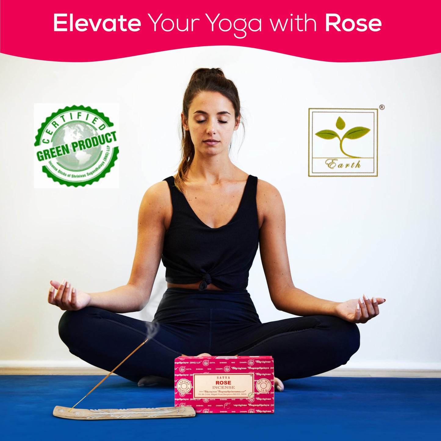 Satya Divine Blessings Incense Sticks, Satya Bng (Bangalore) Insenses 15gmx12 Pack with Raajsee Incense Holder Bundle, Satya Nagchampa Natural Incense