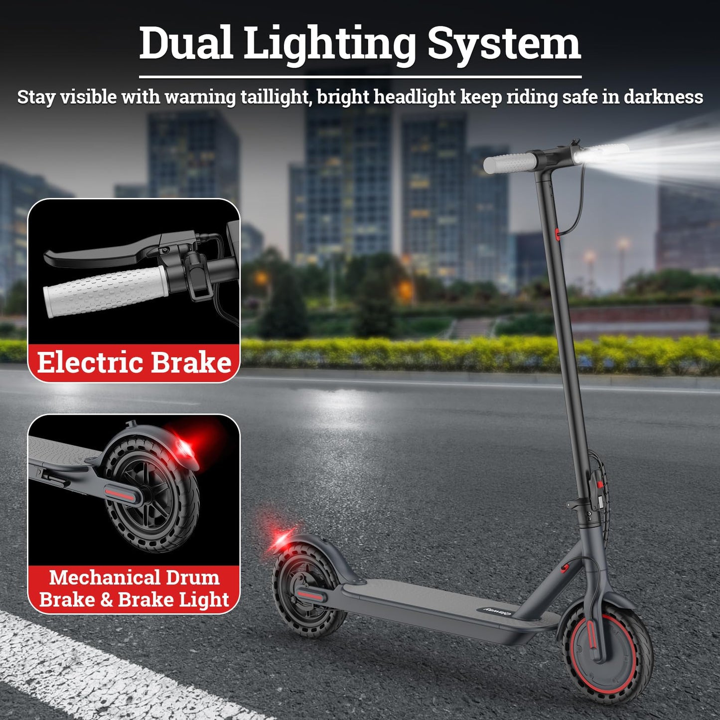 Electric Scooter for Adults, 350W/500W Motor, 16-22 Miles Range, 8.5"/10" Solid Tires, Dual Braking & Suspension, Folding Portable Commuting E-Scooter with App