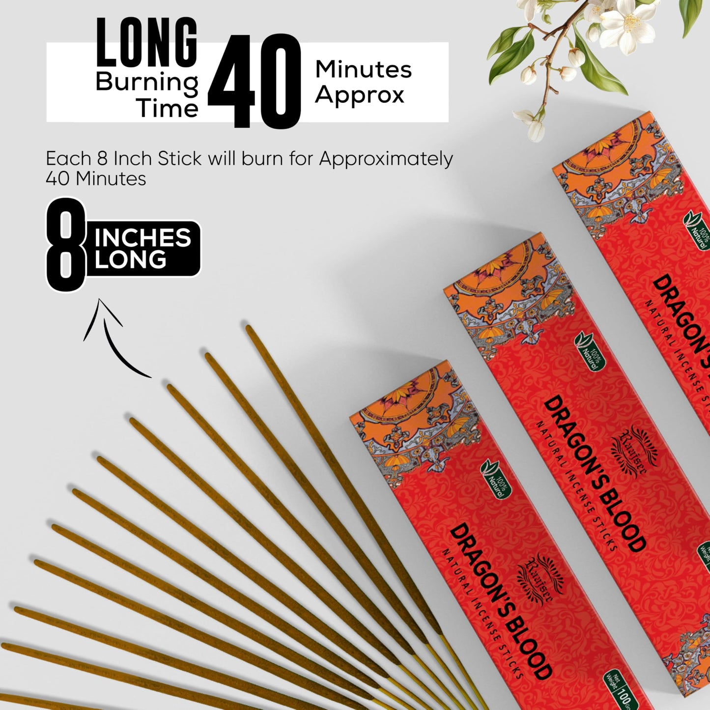 Raajsee Dragons Blood Incense Sticks (180 gm), 100% Pure Organic Natural Hand Rolled Free from Chemicals, (Pack of 12) Visit The raajsee Store