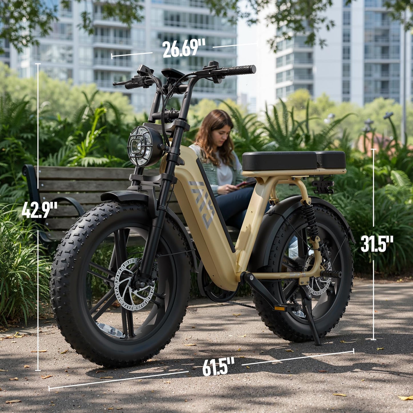 TST Electric Bike for Adults, 1500W Peak Motor Ebike with 48V 15Ah Built-in Battery, 60 Miles Range 28 MPH Electric Bike, 20" Fat Tire E Bike with Rear Seat, Footrest