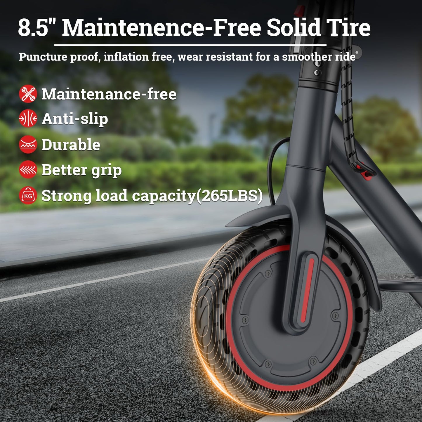 Electric Scooter for Adults, 350W/500W Motor, 16-22 Miles Range, 8.5"/10" Solid Tires, Dual Braking & Suspension, Folding Portable Commuting E-Scooter with App