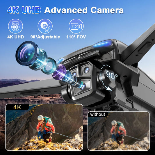 4K GPS Drone with Camera for Adults with 4.5” HD Screen Controller, Brushless Motor, Includes SD Card, 60-Min Flight Time, Auto Return, Follow Me, Under 249g, Great Gift for Beginner
