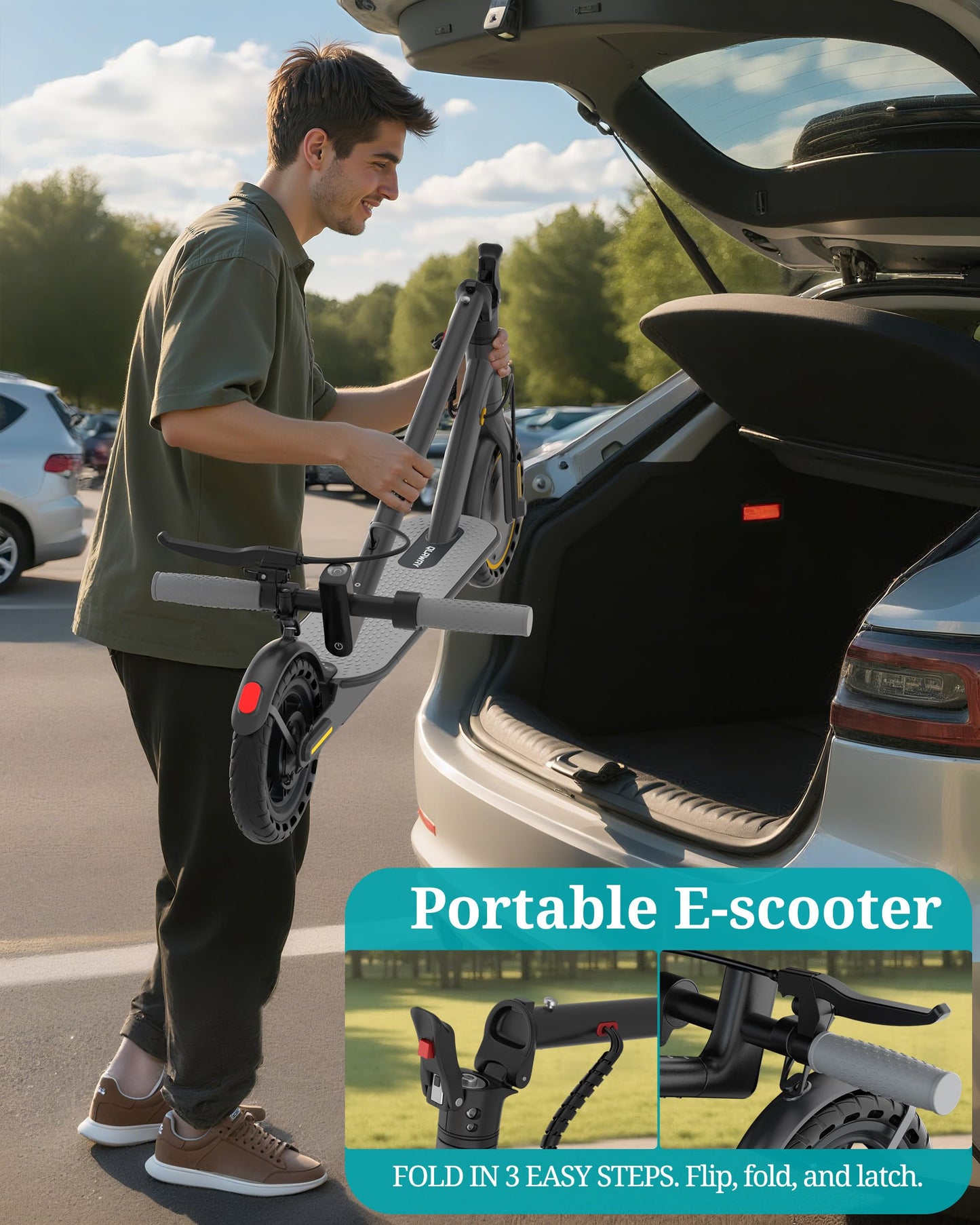Electric Scooter for Adults, 350W/500W Motor, 16-22 Miles Range, 8.5"/10" Solid Tires, Dual Braking & Suspension, Folding Portable Commuting E-Scooter with App