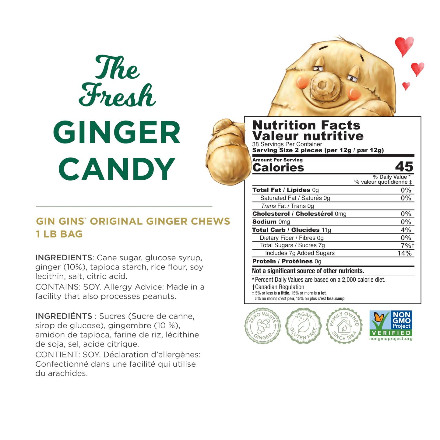 GIN GINS Spicy Apple Ginger Chews – Natural Fresh Ginger Candy by The Ginger People – Individually Wrapped Healthy Candy – Spicy Apple Ginger Flavor – Large 1 lb Bag (16oz) – Pack of 1