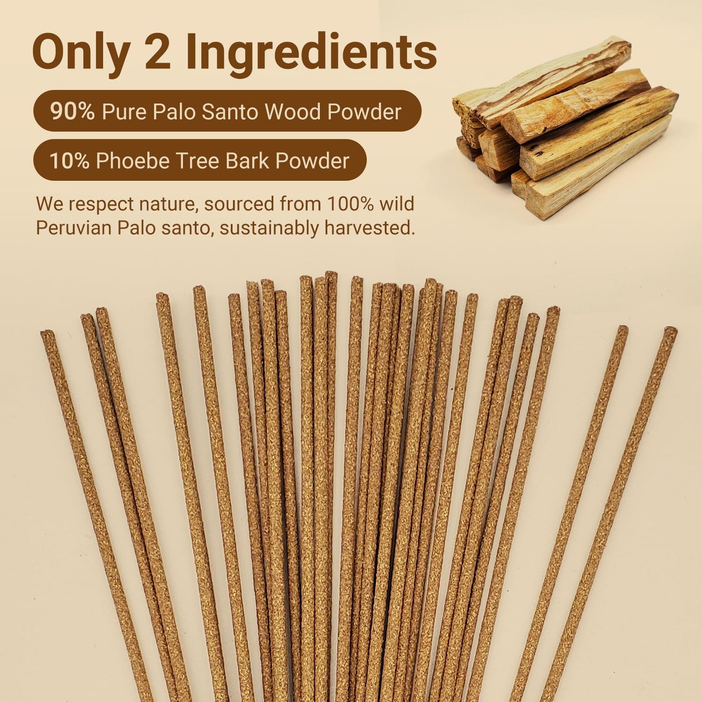 White Sage Incense Sticks (50 Sticks), 100% Natural sustainably harvested White Sage, Suitable for Yoga, Meditation, Relaxation, and Spiritual Purification