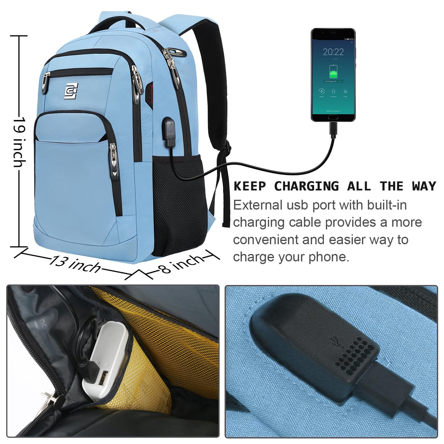 Laptop Backpack,Business Travel Anti Theft Slim Durable Laptops Backpack with USB Charging Port,Water Resistant College Computer Bag for Women & Men Fits 15.6 Inch Laptop and Notebook - Black