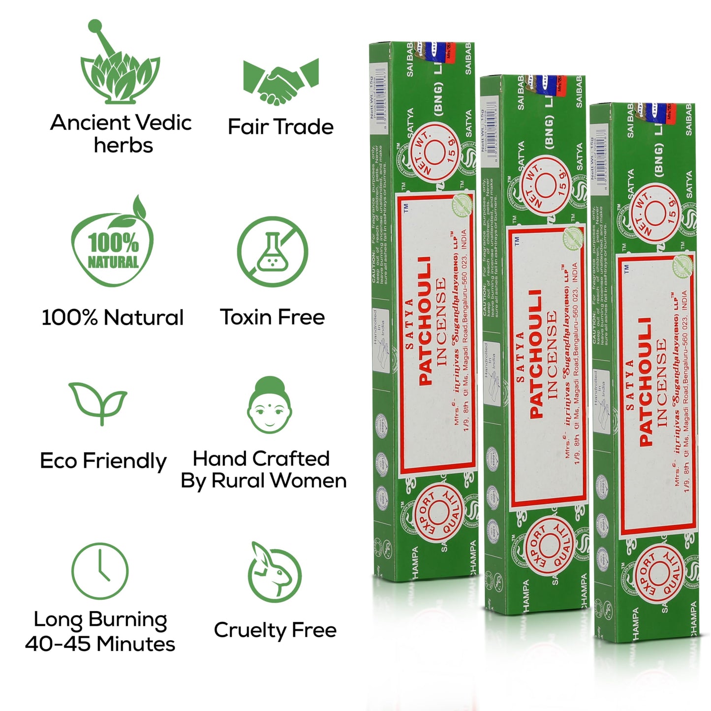Satya Divine Blessings Incense Sticks, Satya Bng (Bangalore) Insenses 15gmx12 Pack with Raajsee Incense Holder Bundle, Satya Nagchampa Natural Incense