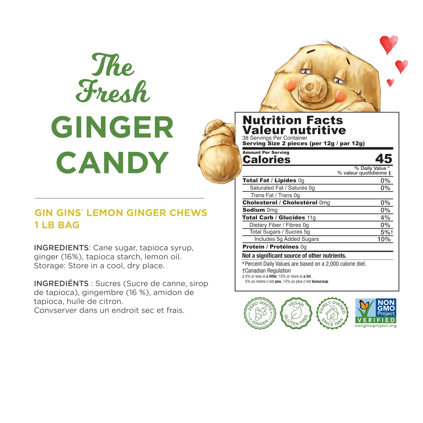 GIN GINS Spicy Apple Ginger Chews – Natural Fresh Ginger Candy by The Ginger People – Individually Wrapped Healthy Candy – Spicy Apple Ginger Flavor – Large 1 lb Bag (16oz) – Pack of 1