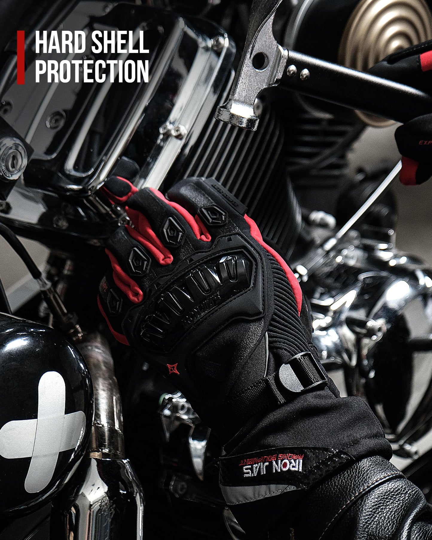 IRON JIA'S Motorcycle Gloves Winter Cold Weather Warm Touchscreen Waterproof Windproof Protective Gear (Black, L)