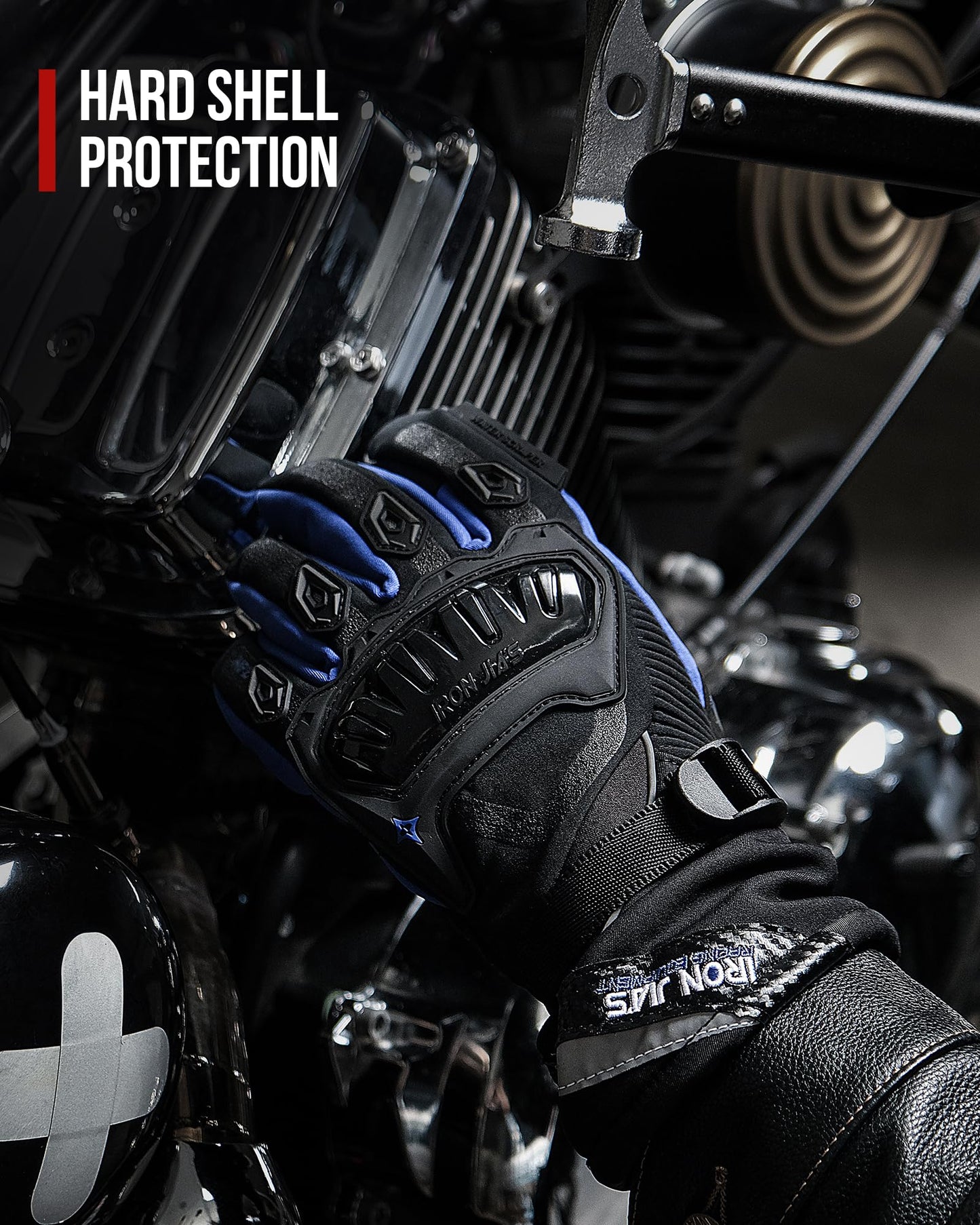 IRON JIA'S Motorcycle Gloves Winter Cold Weather Warm Touchscreen Waterproof Windproof Protective Gear (Black, L)