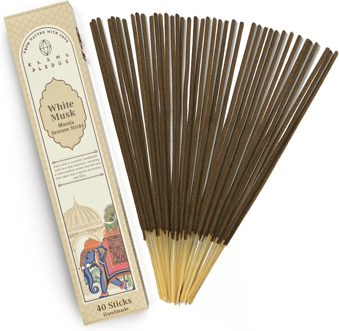 Incense Sticks, White Sage Incense, Made with Natural Ingredients, Hand Rolled Aromatic Masala, 40 Stick Pack, 45-60 Minute Burn Time, Best for Home Fragrance, Meditation, Yoga, Spiritual Healing