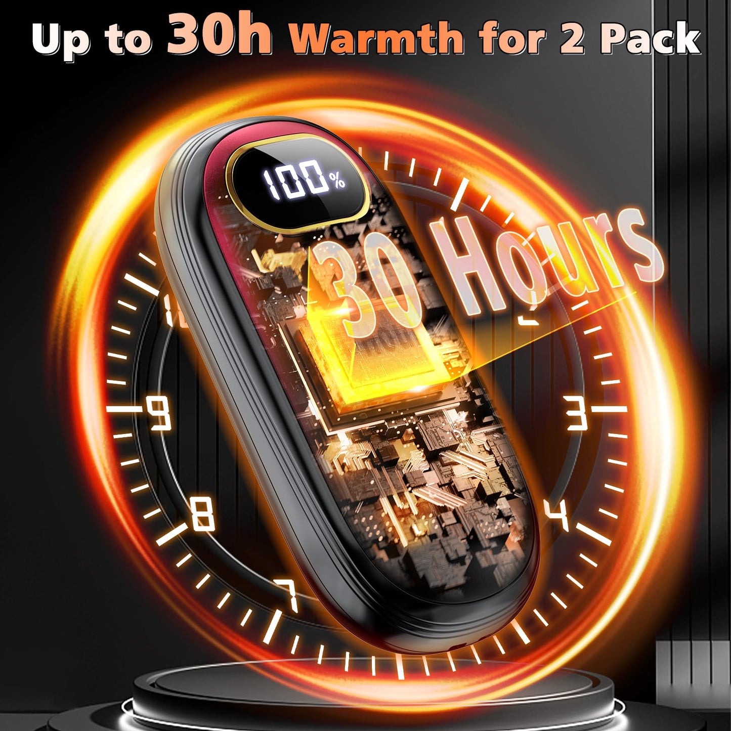 Hand Warmers Rechargeable - Electric Hand Warmers 2 Pack with Dual-Sided Heating for 15Hrs Warmth, LED Display & Flashlight, Hunting Essentials, Gifts for Christmas Man Women Raynauds Golf
