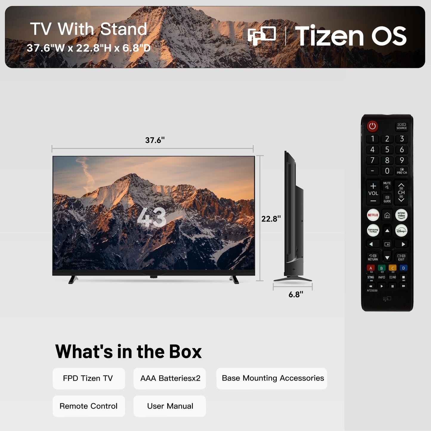 FPD 43 Inch Smart TV, 4K UHD LED Flat Screen Google TV with Google Cast, Bluetooth, HDMI, Streaming Live, HDR 10, Dolby Vision, Ultra Slim Television(Canvas-Series, CG43-C3, 2025)
