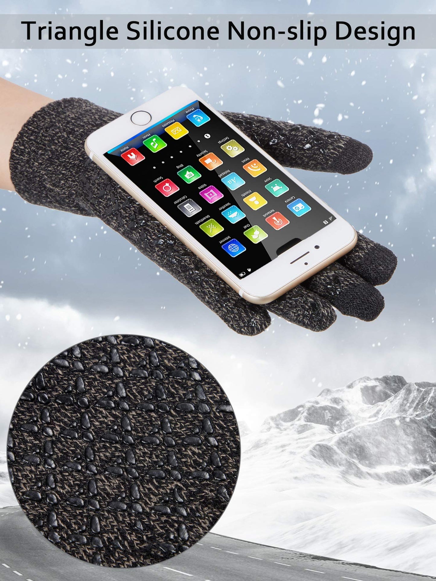 SATINIOR 4 Pairs Winter Knit Touchscreen Gloves Warm Texting Gloves Elastic Anti-slip for Adults