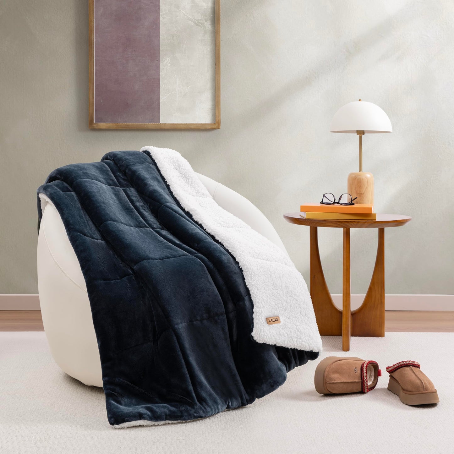 UGG Nita King/California King Blanket Fleece Fluffy Reversible Soft Fuzzy Bedding Cozy Plush Warm Oversized Blanket Machine Washable Bedroom Decor for Big Couch Bed, 110-inch x 90-inch, White Snow