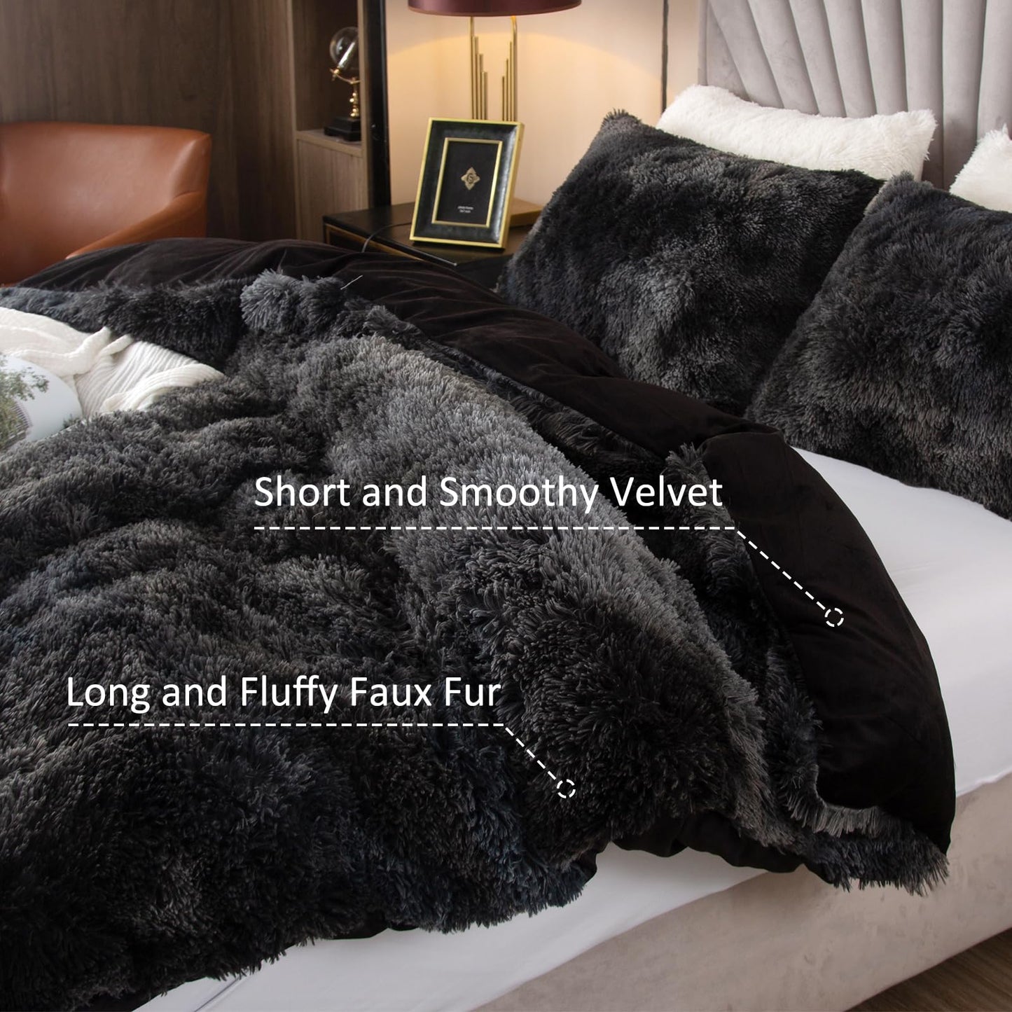 EMME Luxury Khaki Fuzzy Duvet Cover Set Twin Size Fluffy Comforter Cover Set 2 Pieces Shaggy and Plush Soft Bedding Duvet Covers (Tie Dye Khaki, Twin)