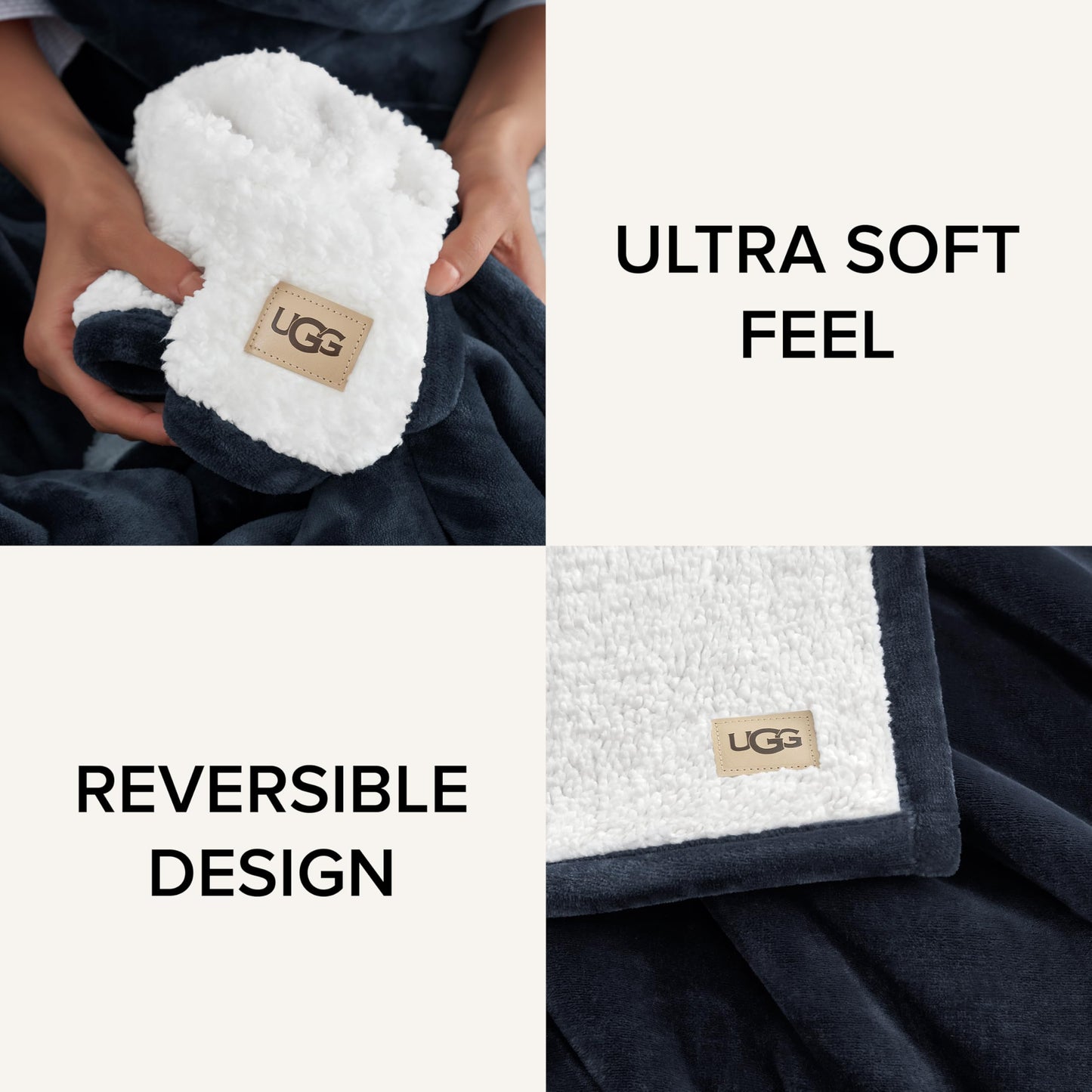 UGG Nita King/California King Blanket Fleece Fluffy Reversible Soft Fuzzy Bedding Cozy Plush Warm Oversized Blanket Machine Washable Bedroom Decor for Big Couch Bed, 110-inch x 90-inch, White Snow