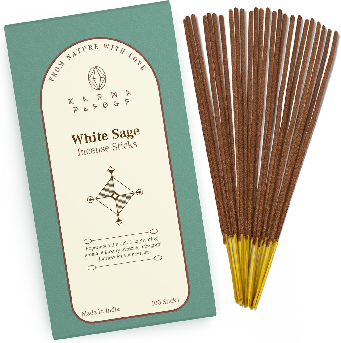 Incense Sticks, White Sage Incense, Made with Natural Ingredients, Hand Rolled Aromatic Masala, 40 Stick Pack, 45-60 Minute Burn Time, Best for Home Fragrance, Meditation, Yoga, Spiritual Healing