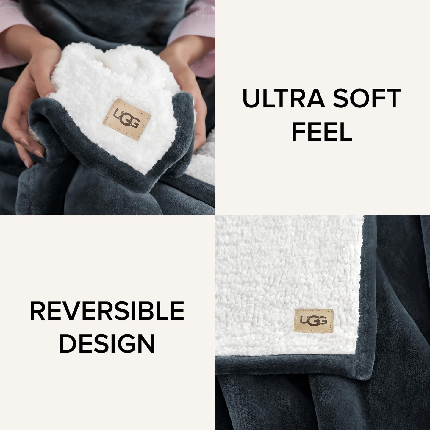 UGG Nita King/California King Blanket Fleece Fluffy Reversible Soft Fuzzy Bedding Cozy Plush Warm Oversized Blanket Machine Washable Bedroom Decor for Big Couch Bed, 110-inch x 90-inch, White Snow