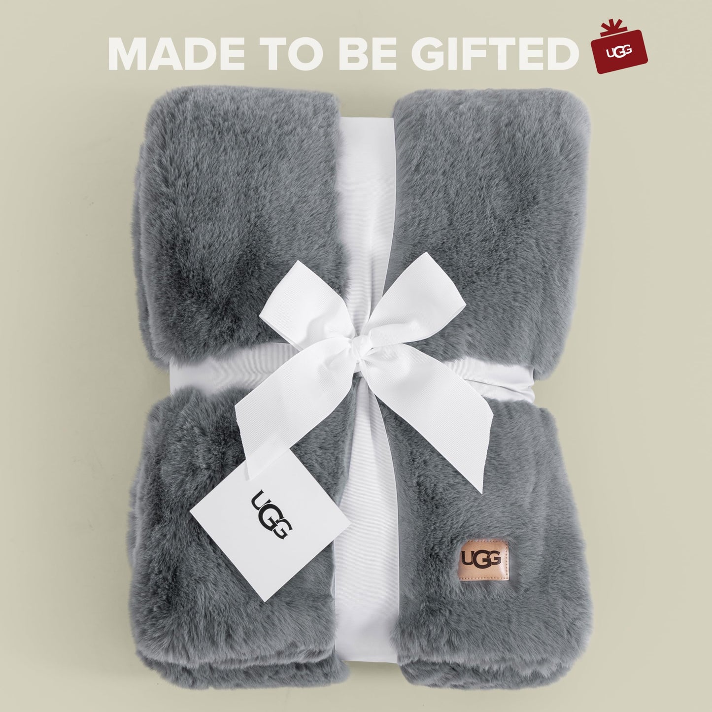UGG Euphoria Plush Faux Fur Throw Blanket, Oversized Soft Throw for Bed or Couch, Luxury Bedroom Decor, Holiday Blankets, Machine Washable, 50-inch x 70-inch, Charcoal Grey