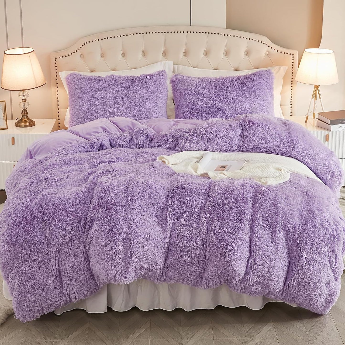 EMME Luxury Khaki Fuzzy Duvet Cover Set Twin Size Fluffy Comforter Cover Set 2 Pieces Shaggy and Plush Soft Bedding Duvet Covers (Tie Dye Khaki, Twin)