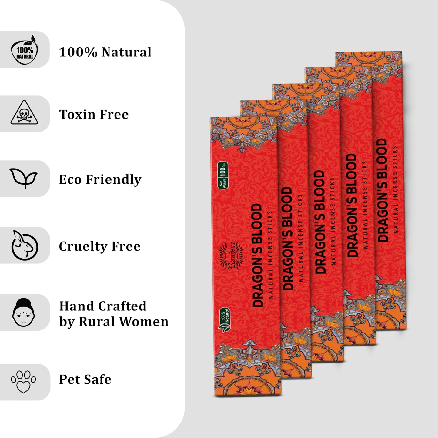 Raajsee Dragons Blood Incense Sticks (180 gm), 100% Pure Organic Natural Hand Rolled Free from Chemicals, (Pack of 12) Visit The raajsee Store