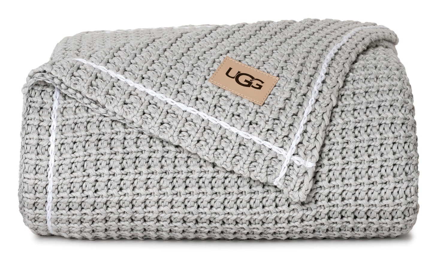 UGG Luna Knit Throw Blanket Soft Cotton Throw for Couch or Bed Cozy Soft Warm Waffle Giftable Lightweight Blanket for Living Room Bedroom, Machine Washable, 50-inch x 70-inch, Quartz Pink