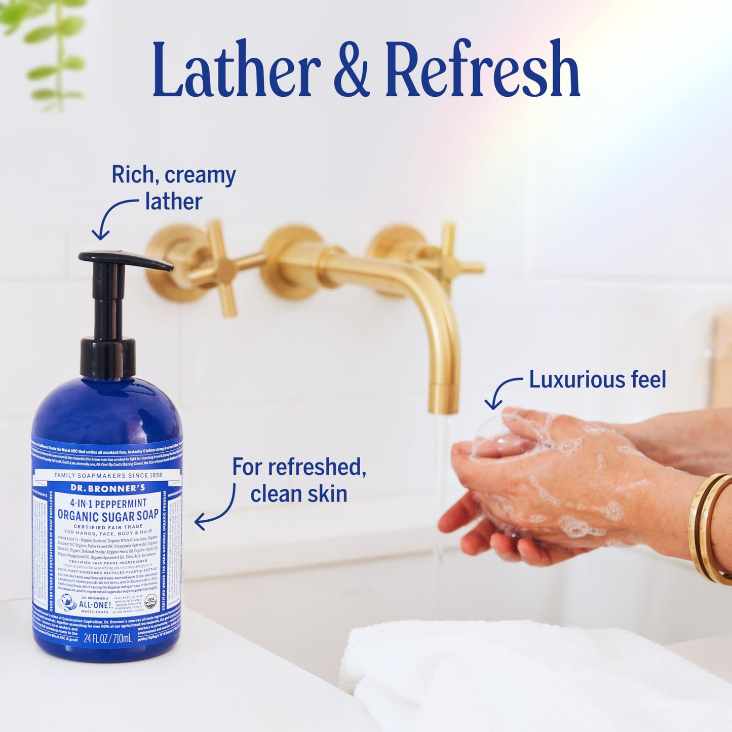 Dr. Bronner's - Organic Sugar Soap (Lemongrass, 24 Ounce) - Made with Organic Oils, Sugar and Shikakai Powder, 4-in-1 Uses: Hands, Body, Face and Hair, Cleanses, Moisturizes and Nourishes, Vegan