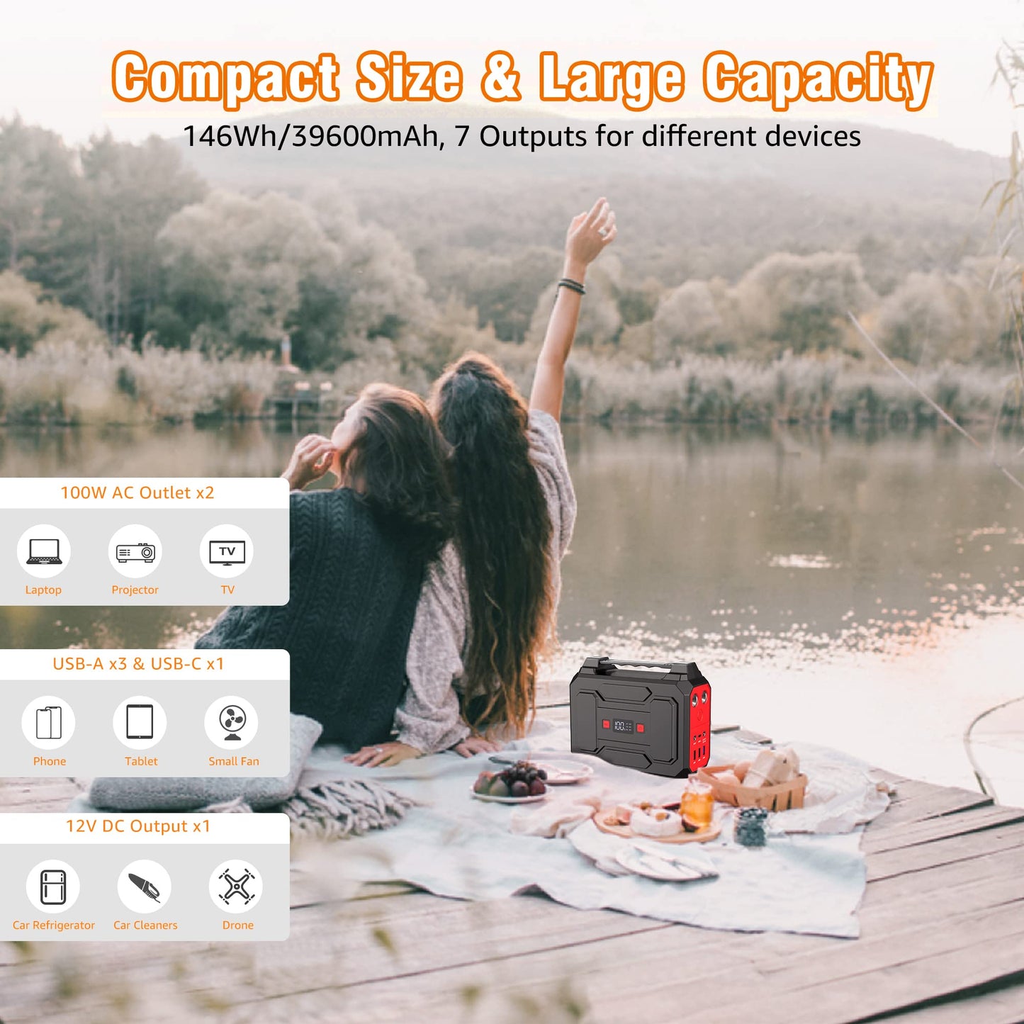 Solar Powered Generator 300W Rated, Portable Solar Generator Power Station with Solar Panels 40W Included, 220Wh Sola Power Bank with AC Outlet 110V Pure Sine Wave for Home Use Camping Outdoor