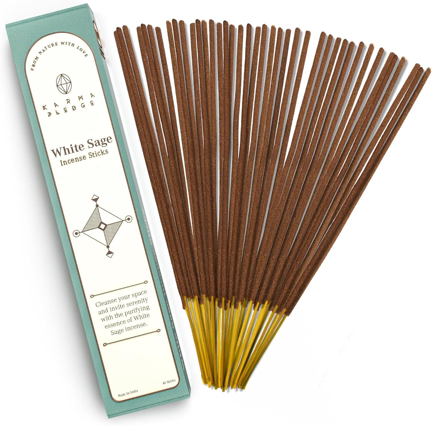 Incense Sticks, White Sage Incense, Made with Natural Ingredients, Hand Rolled Aromatic Masala, 40 Stick Pack, 45-60 Minute Burn Time, Best for Home Fragrance, Meditation, Yoga, Spiritual Healing